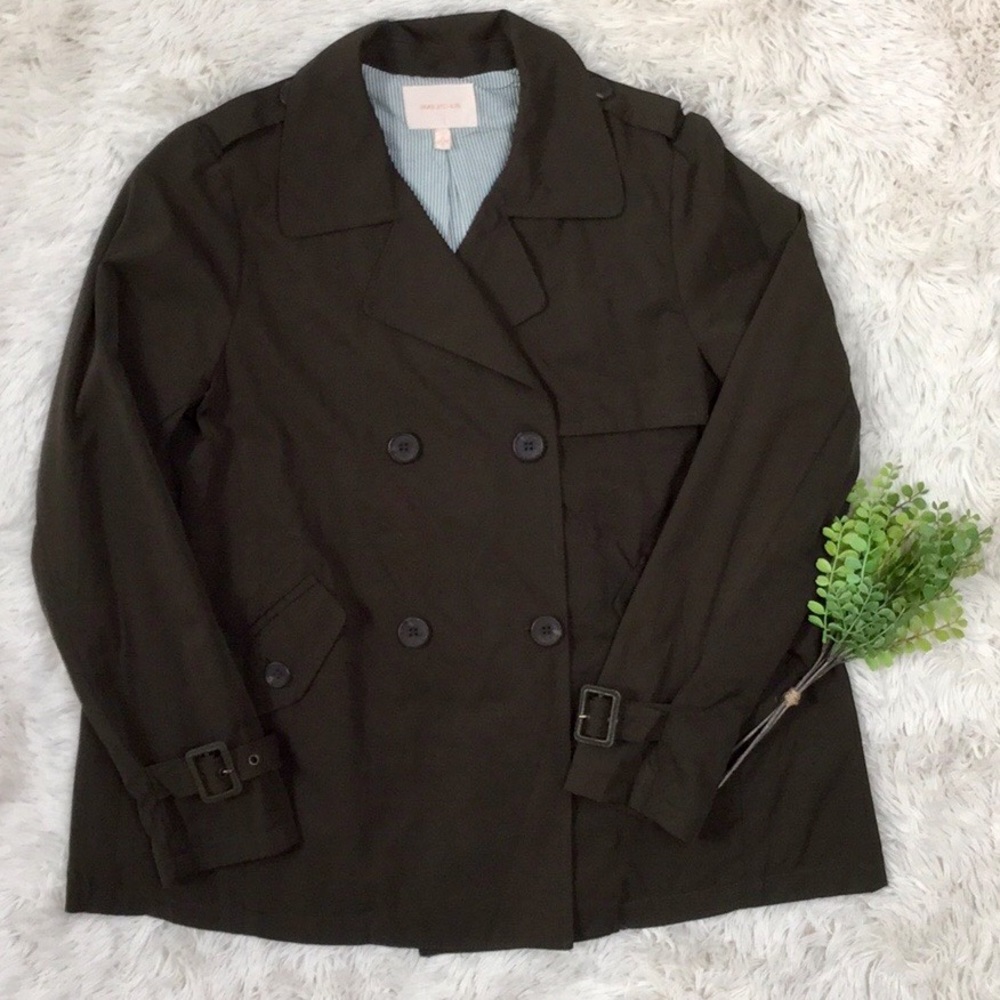 Skies Are Blue Crop Trench Coat ๐ Olive - Picture 2 of 8